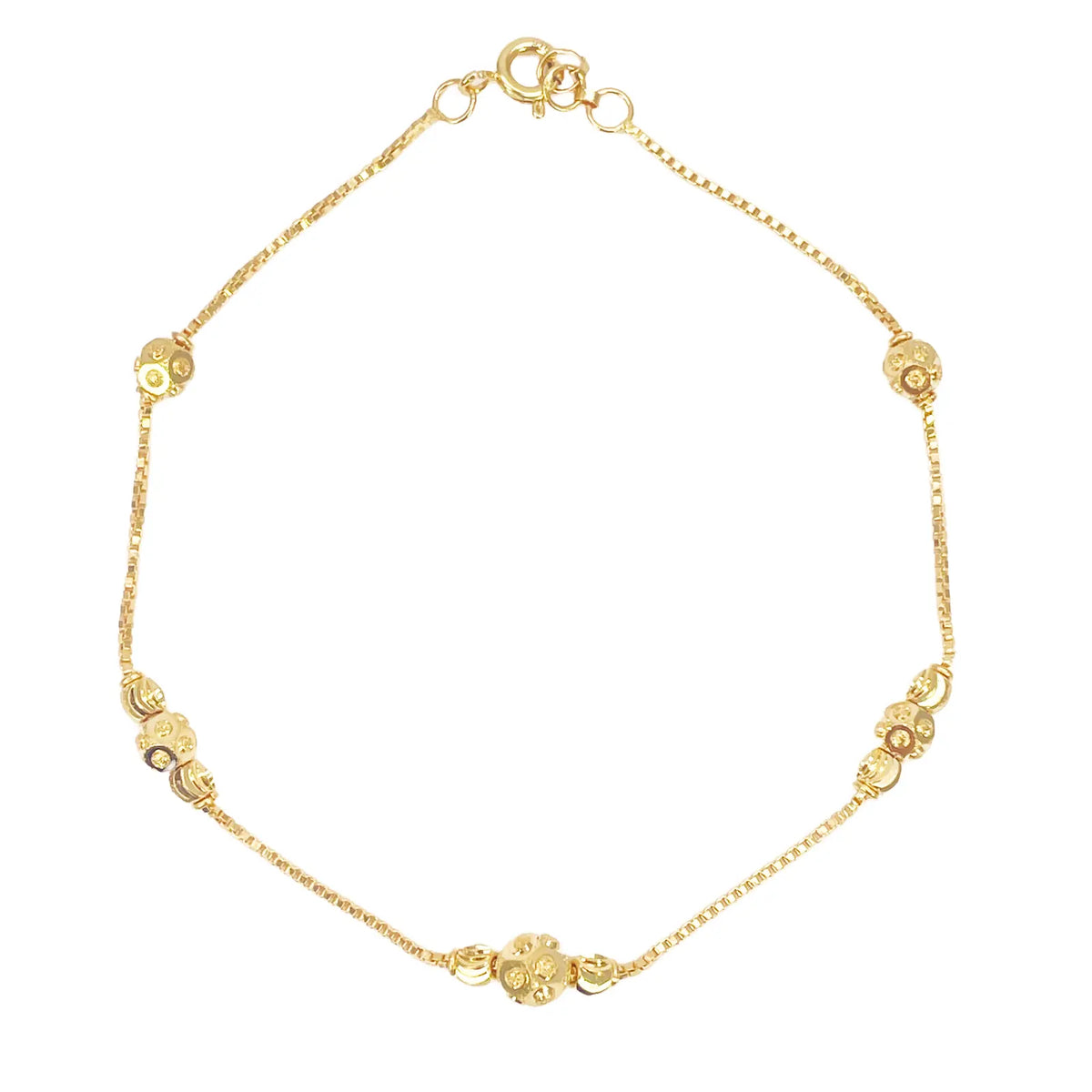 22ct Yellow Gold Diamond Cut Gold Beaded Bracelet 8 inches 