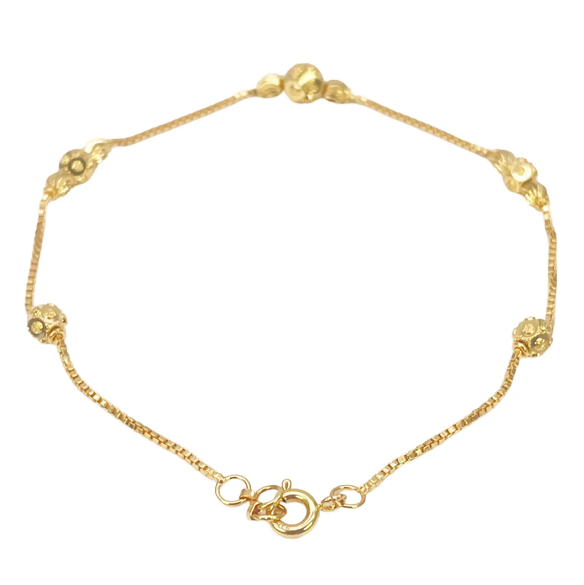 22ct Yellow Gold Diamond Cut Gold Beaded Bracelet 8 inches 
