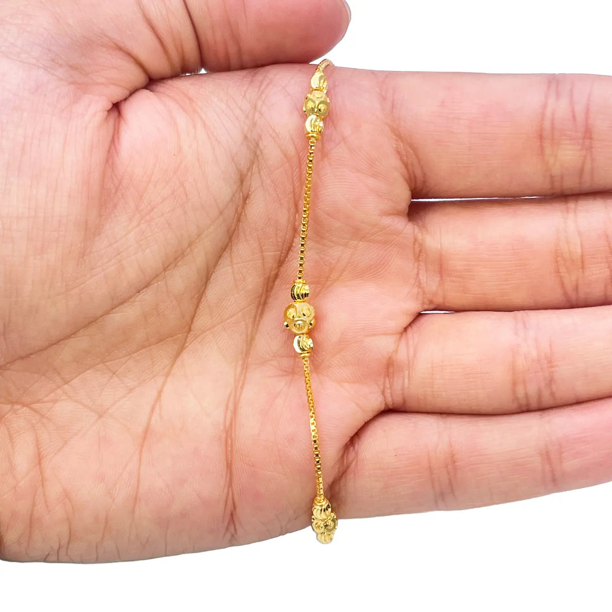 22ct Yellow Gold Diamond Cut Gold Beaded Bracelet 8 inches 