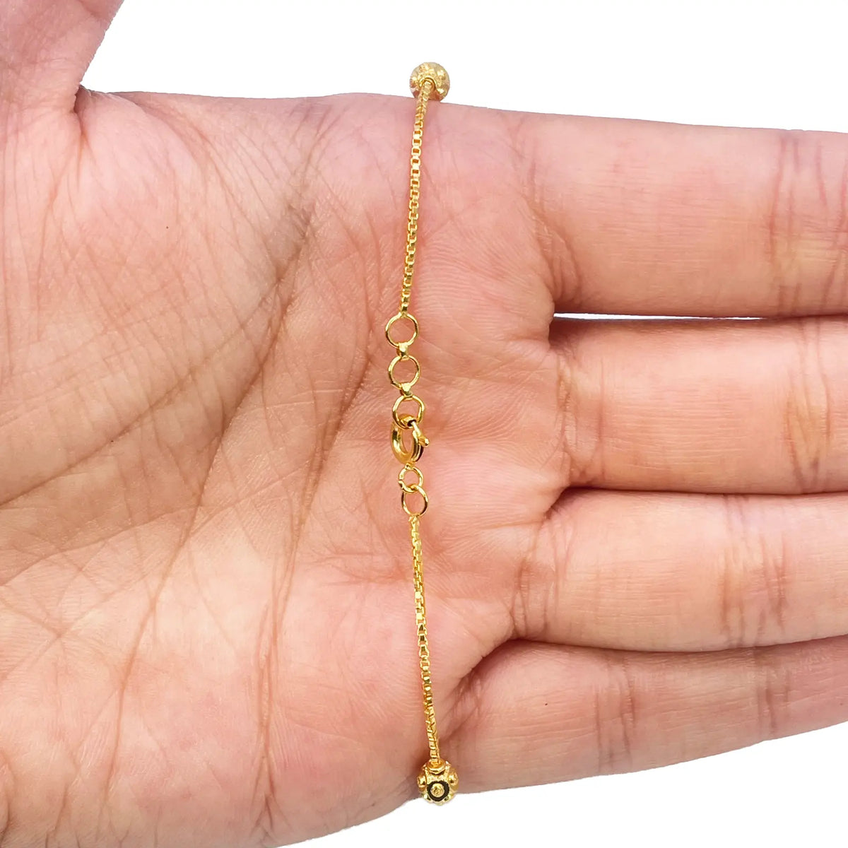 22ct Yellow Gold Diamond Cut Gold Beaded Bracelet 8 inches 