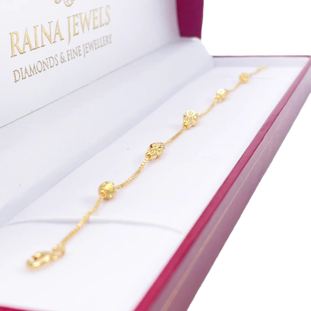 22ct Yellow Gold Diamond Cut Gold Beaded Bracelet 8 inches 