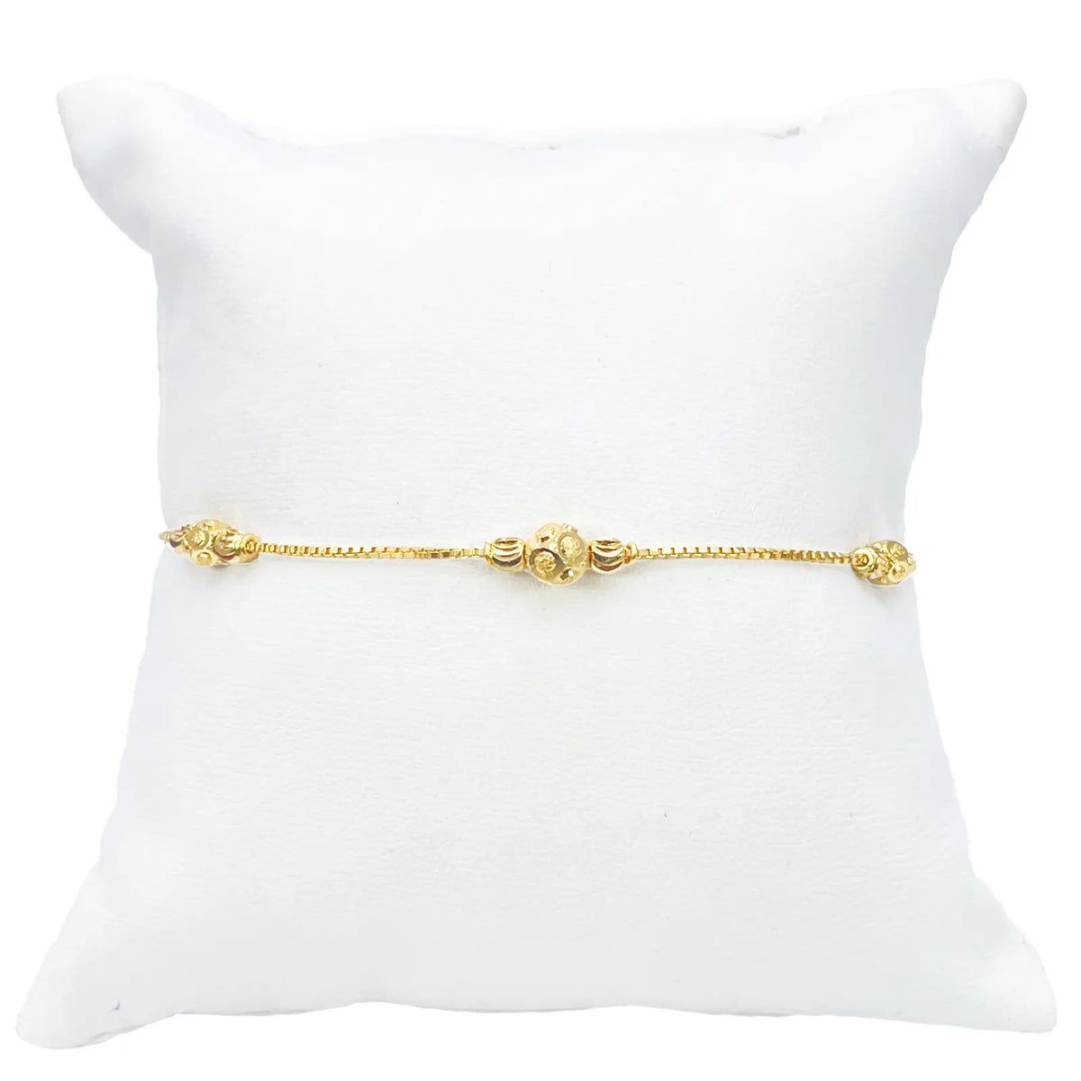 22ct Yellow Gold Diamond Cut Gold Beaded Bracelet 8 inches 