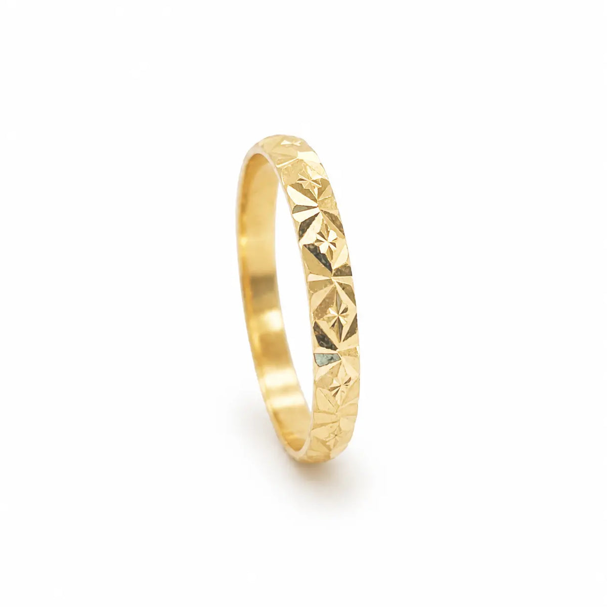 22ct Yellow Gold Diamond-Cut High-Polish Band Ring, 2.5mm Width  Gold Bands