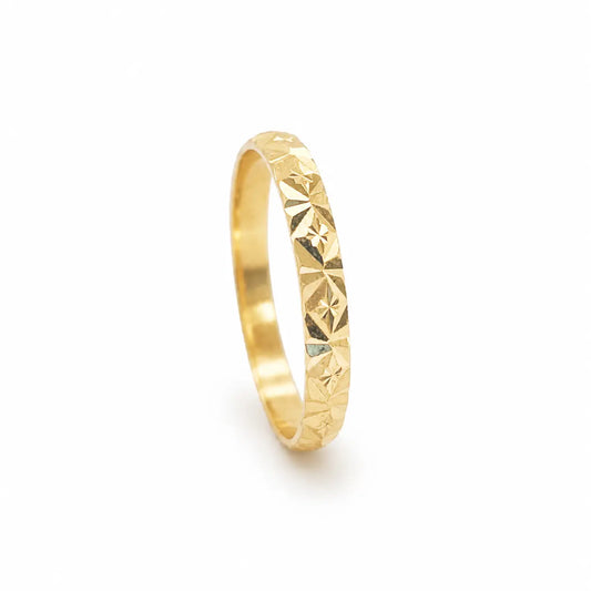 22ct Yellow Gold Diamond-Cut High-Polish Band Ring, 2.5mm Width  Gold Bands