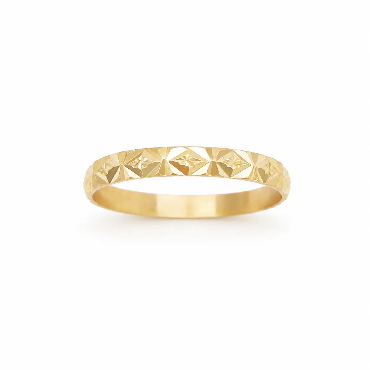 22ct Yellow Gold Diamond-Cut High-Polish Band Ring, 2.5mm Width  Gold Bands