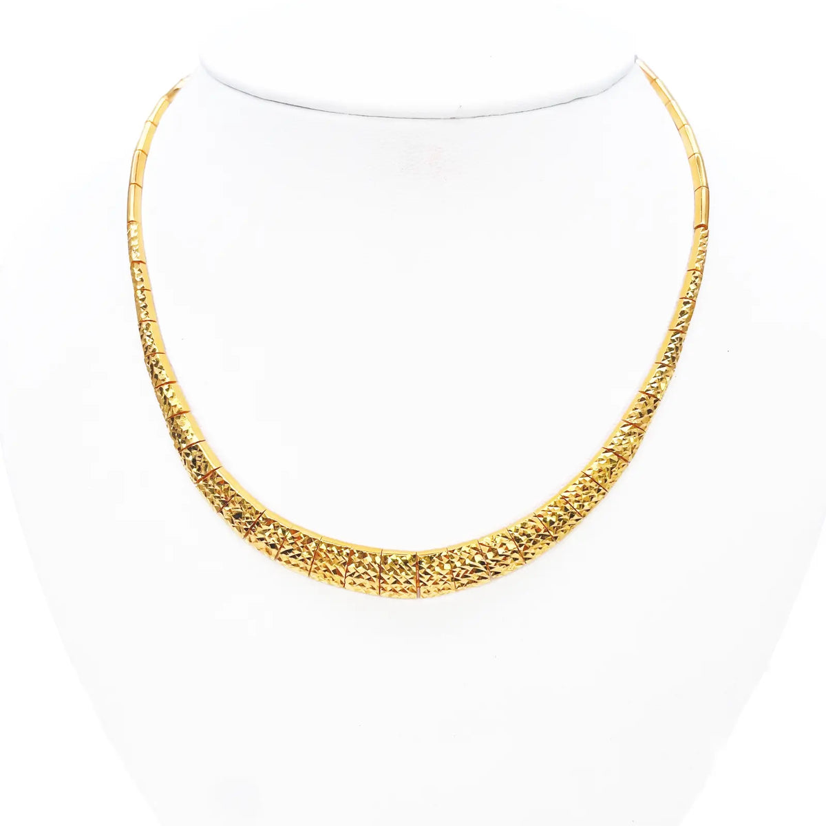22ct Yellow Gold Diamond Cut Shimmer Textured Necklace 16'' inches 