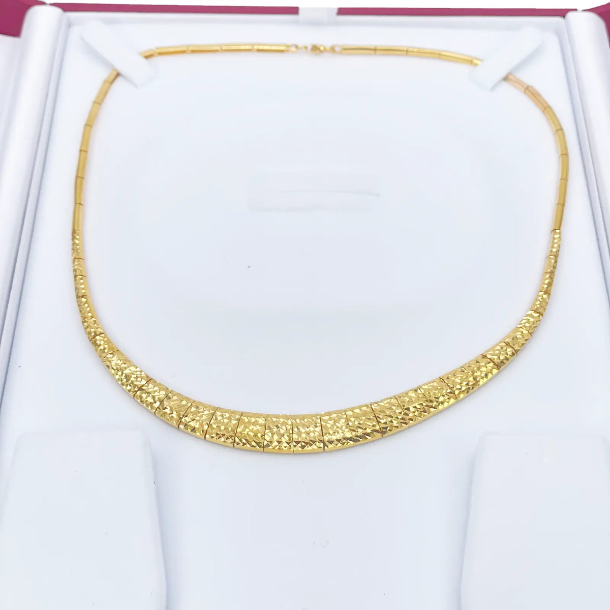 22ct Yellow Gold Diamond Cut Shimmer Textured Necklace 16'' inches 