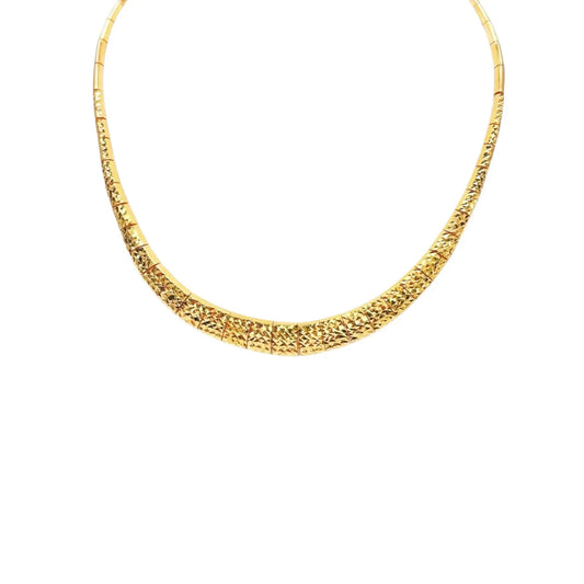 22ct Yellow Gold Diamond Cut Shimmer Textured Necklace 16'' inches  Gold Necklace