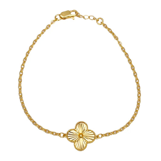 22ct Yellow Gold Diamond Cut Single Flower Bracelet 7''inches  Diamond Bracelets