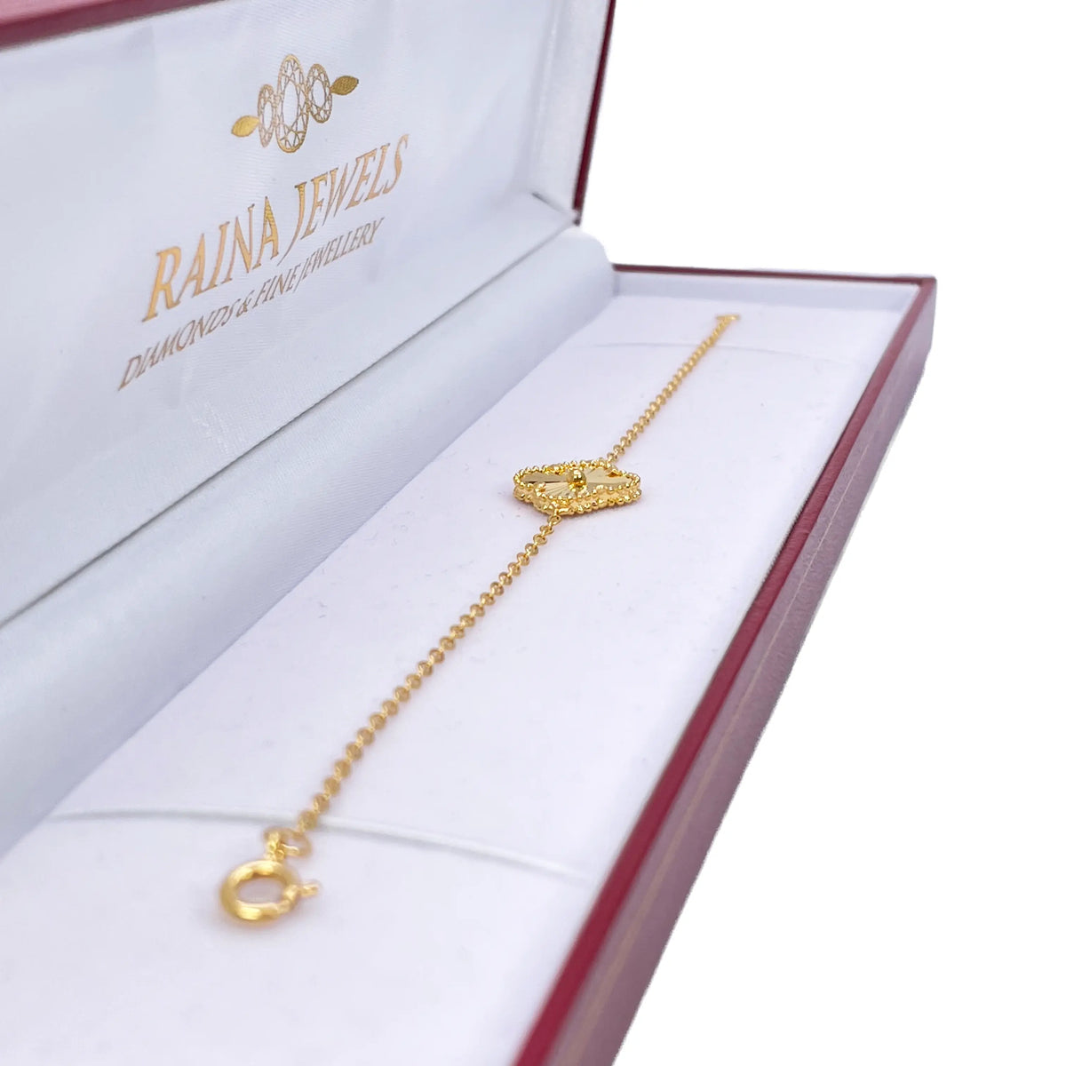 22ct Yellow Gold Diamond Cut Single Flower Bracelet 7''inches  Diamond Bracelets