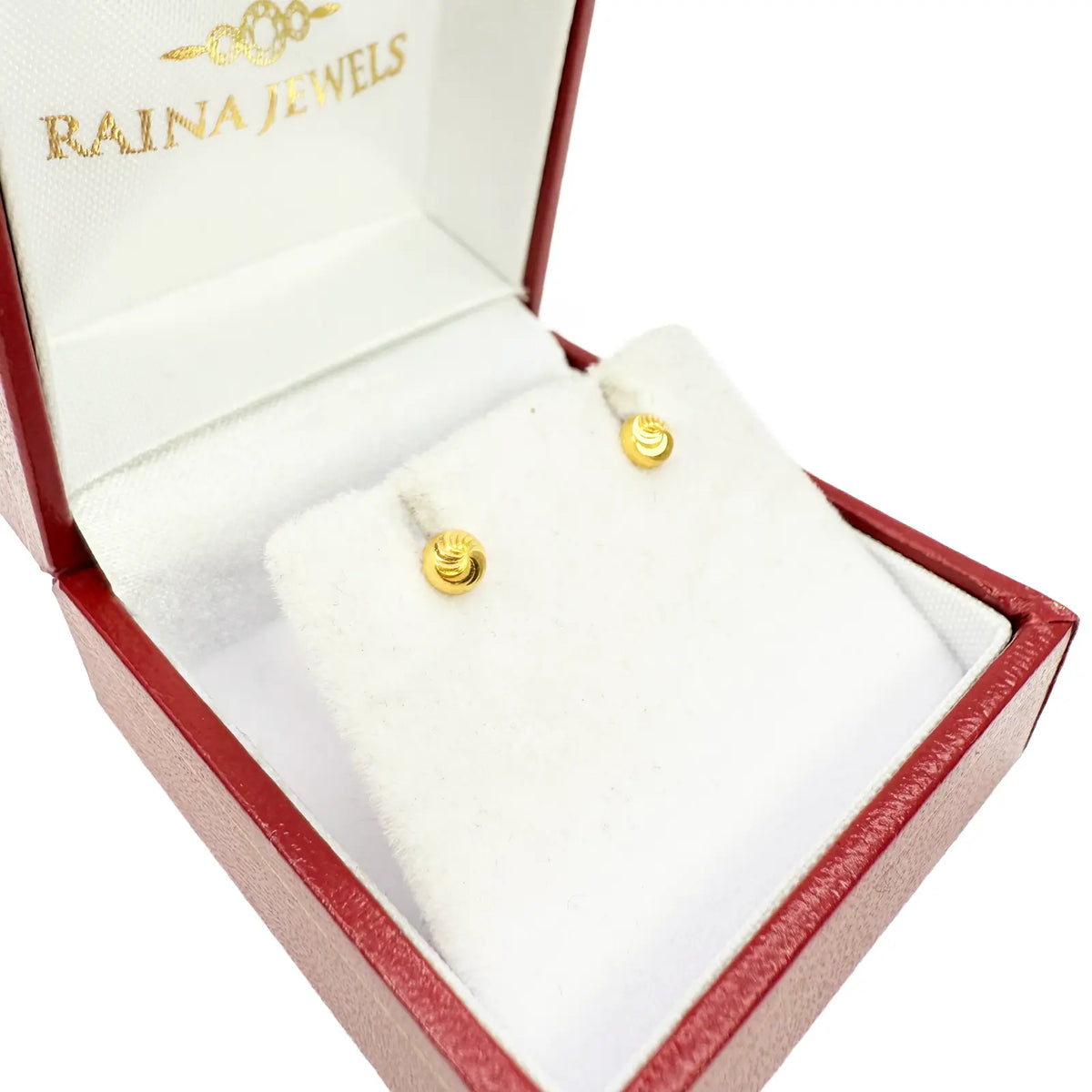 22ct Yellow Gold Diamond Cut Swirl Children Stud Earrings Screw Back, 3.6mm 