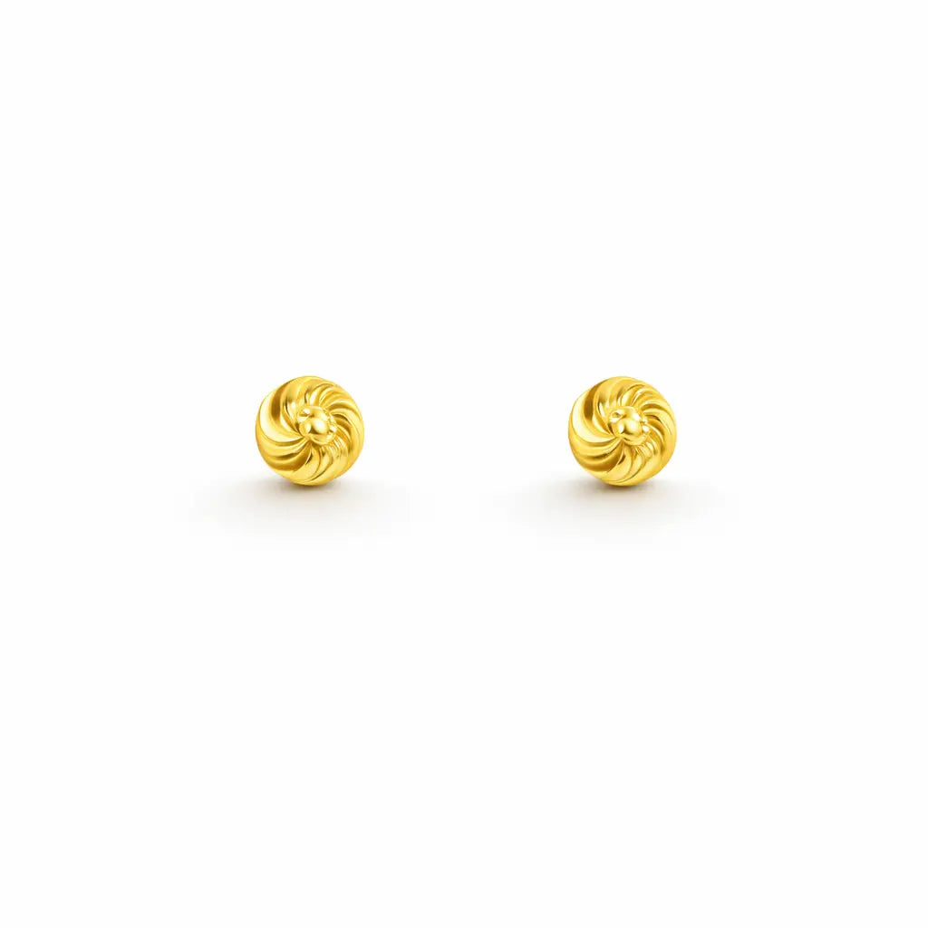 22ct Yellow Gold Diamond Cut Swirl Children Stud Earrings Screw Back, 3.6mm  Children's gold earring