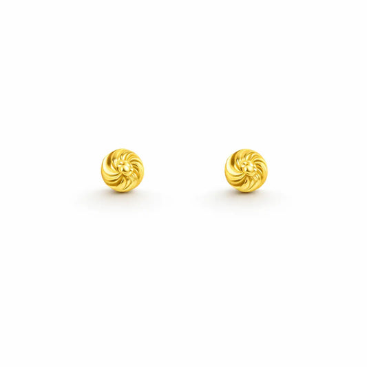 22ct Yellow Gold Diamond Cut Swirl Children Stud Earrings Screw Back, 3.6mm  Children's gold earring