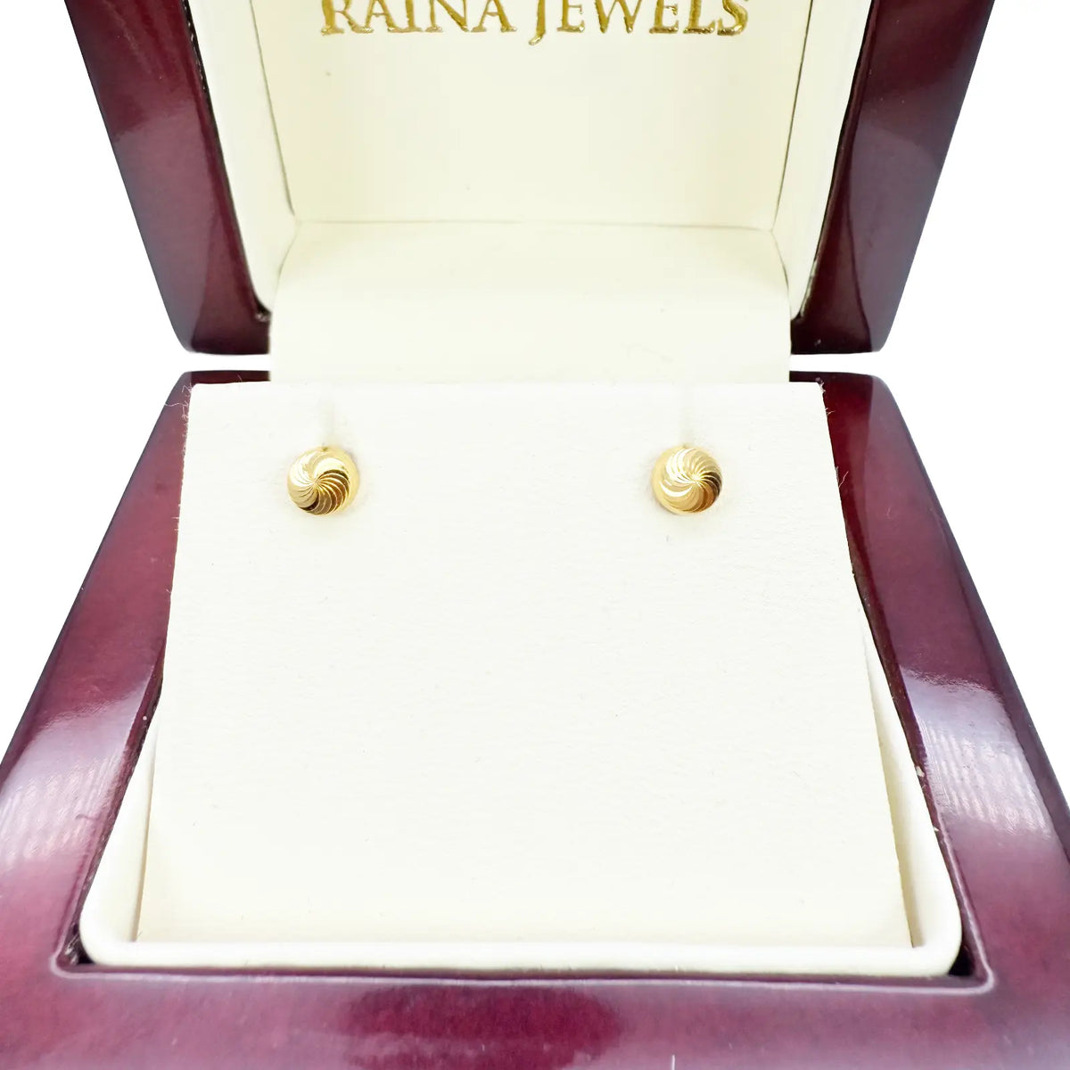 22ct Yellow Gold Diamond Cut Swirl Children's Stud Earrings Screw Back, 4.8mm 