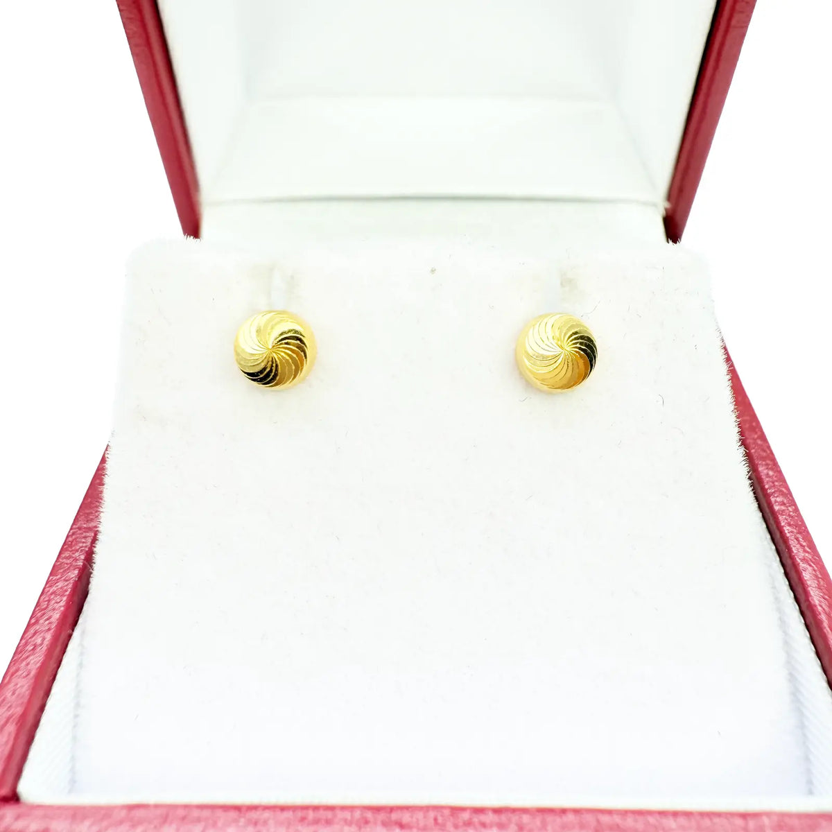 22ct Yellow Gold Diamond Cut Swirl Children's Stud Earrings Screw Back, 4.8mm 