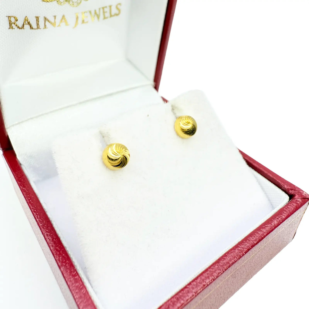 22ct Yellow Gold Diamond Cut Swirl Children's Stud Earrings Screw Back, 4.8mm 