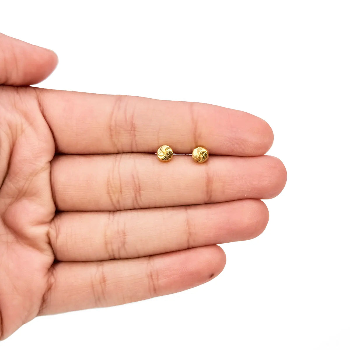 22ct Yellow Gold Diamond Cut Swirl Children's Stud Earrings Screw Back, 4.8mm 