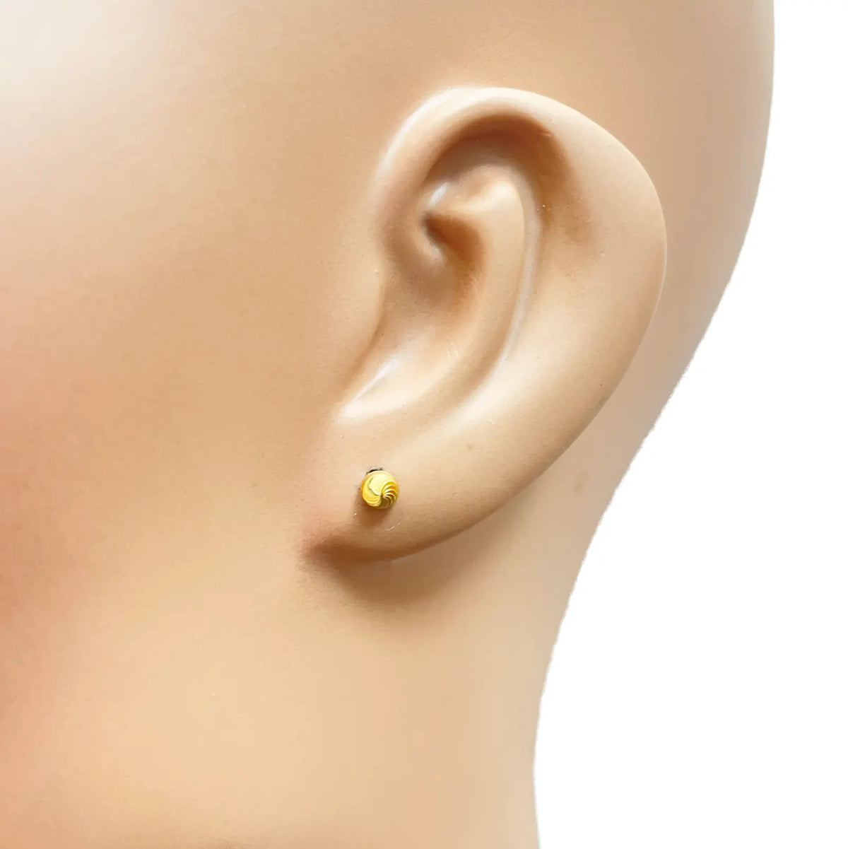 22ct Yellow Gold Diamond Cut Swirl Children's Stud Earrings Screw Back, 4.8mm 