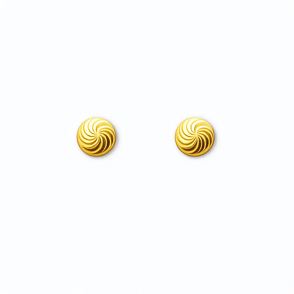 22ct Yellow Gold Diamond Cut Swirl Children's Stud Earrings Screw Back, 4.8mm  Children's gold earring