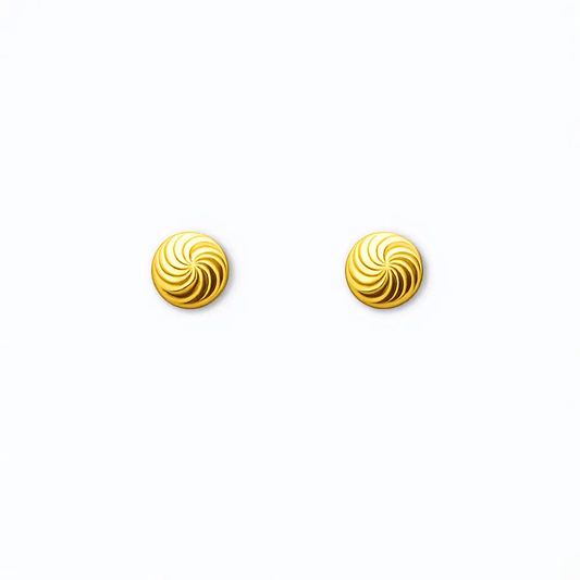 22ct Yellow Gold Diamond Cut Swirl Children's Stud Earrings Screw Back, 4.8mm  Children's gold earring