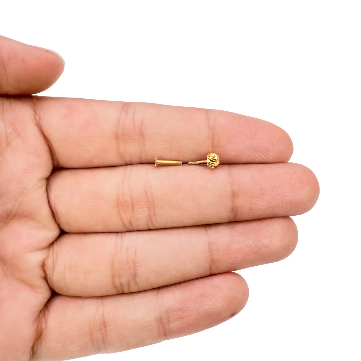 22ct Yellow Gold Diamond Cut Swirl For Nose Stud/Pin, Tragus & Helix 3.6mm Width 