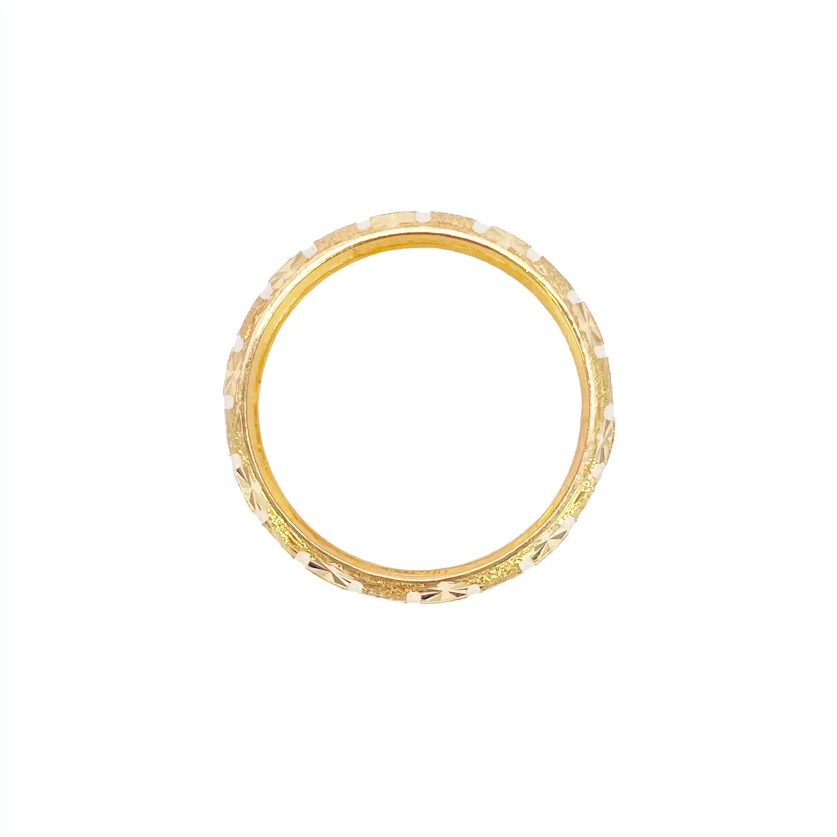 22ct Yellow Gold Diamond-Cut Textured D-Shape Band Ring  Gold Band