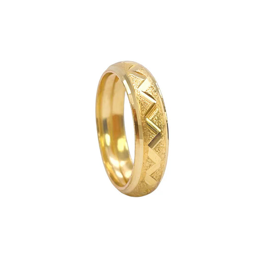 22ct Yellow Gold Diamond Cut Zigzag D-Shape Band Ring  Gold Band