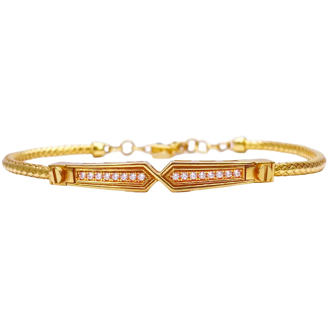 22ct Yellow Gold Fancy Cubic Zirconia Flexible Bangle Bracelet  Diamond Bracelets