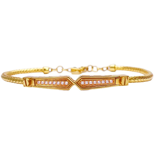 22ct Yellow Gold Fancy Cubic Zirconia Flexible Bangle Bracelet  Diamond Bracelets