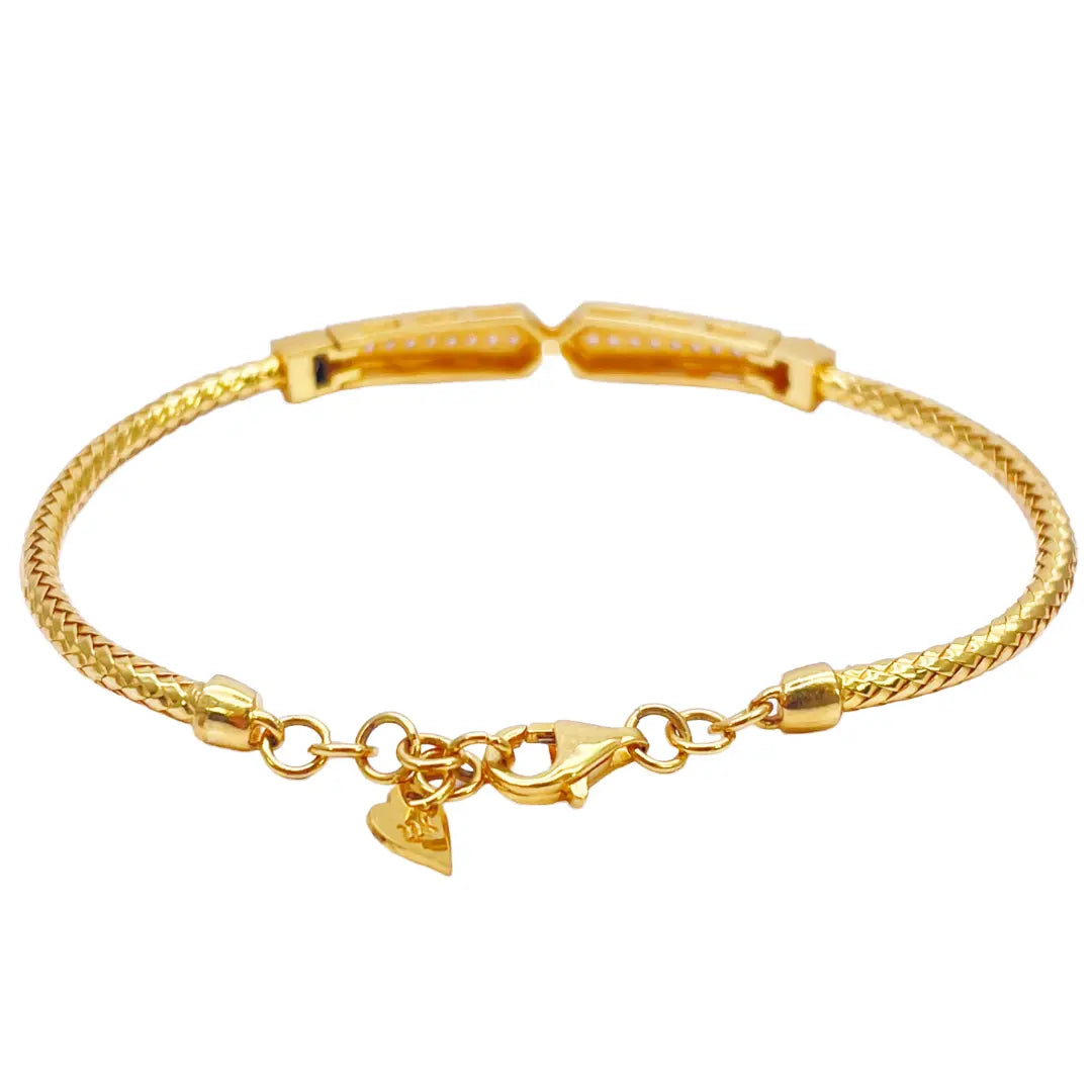 22ct Yellow Gold Fancy Cubic Zirconia Flexible Bangle Bracelet  Diamond Bracelets