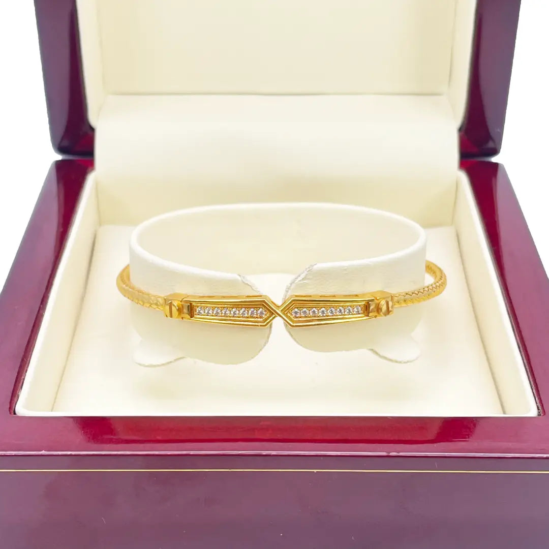 22ct Yellow Gold Fancy Cubic Zirconia Flexible Bangle Bracelet  Diamond Bracelets