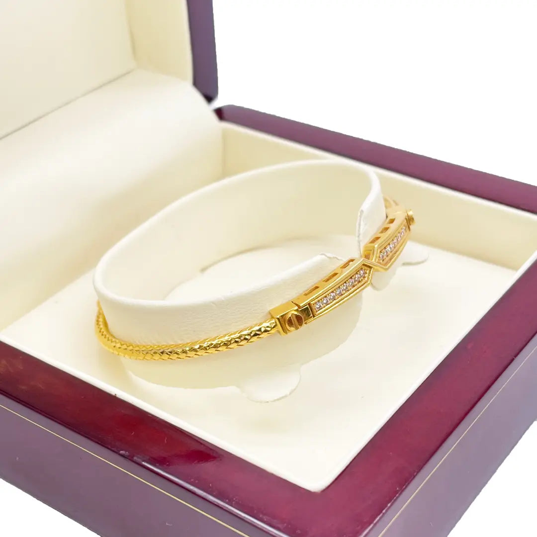 22ct Yellow Gold Fancy Cubic Zirconia Flexible Bangle Bracelet  Diamond Bracelets