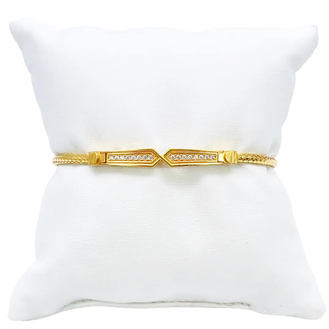 22ct Yellow Gold Fancy Cubic Zirconia Flexible Bangle Bracelet  Diamond Bracelets