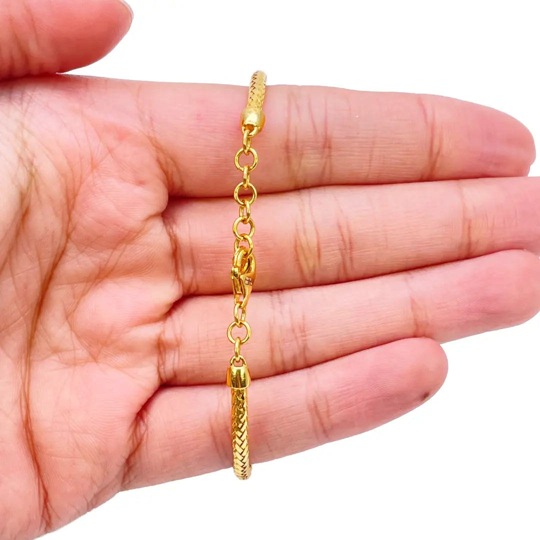 22ct Yellow Gold Fancy Cubic Zirconia Flexible Bangle Bracelet  Diamond Bracelets