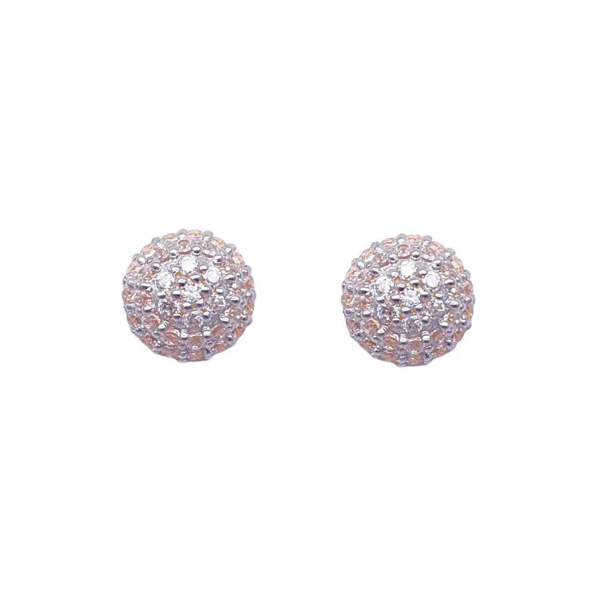22ct Yellow Gold Fancy Cubic Zirconia Sparkly Dome Earrings 