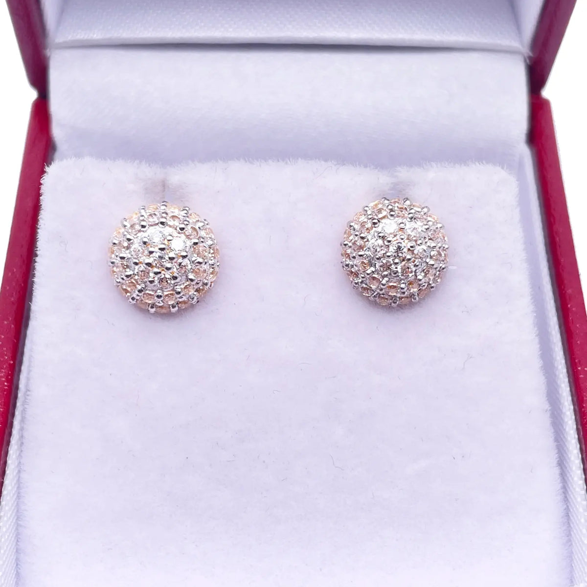 22ct Yellow Gold Fancy Cubic Zirconia Sparkly Dome Earrings 
