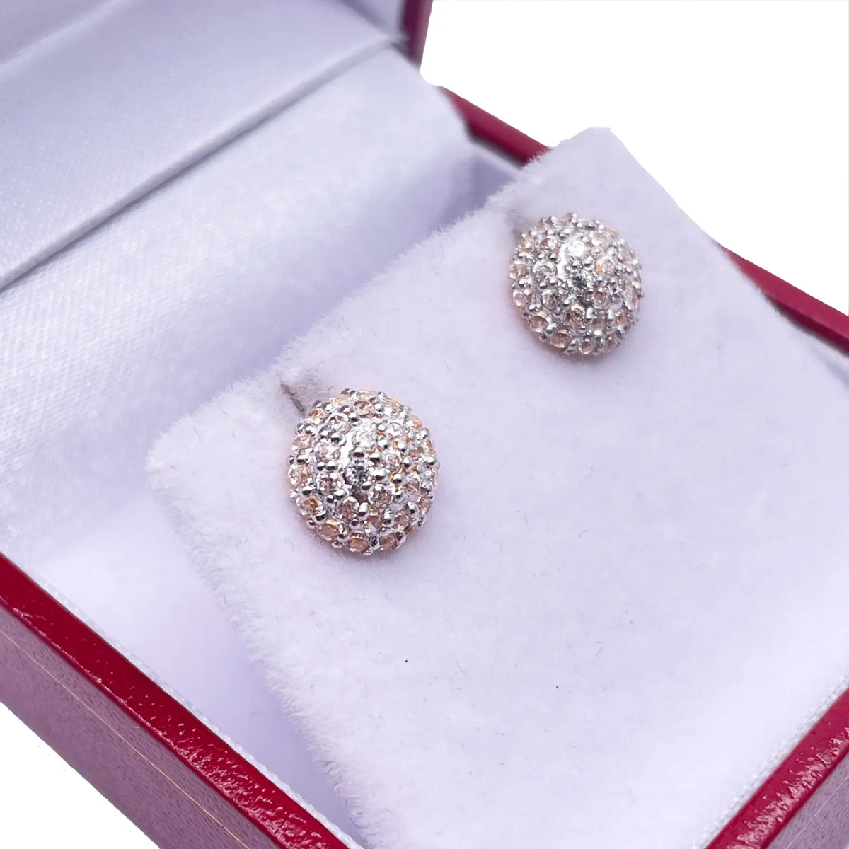22ct Yellow Gold Fancy Cubic Zirconia Sparkly Dome Earrings 