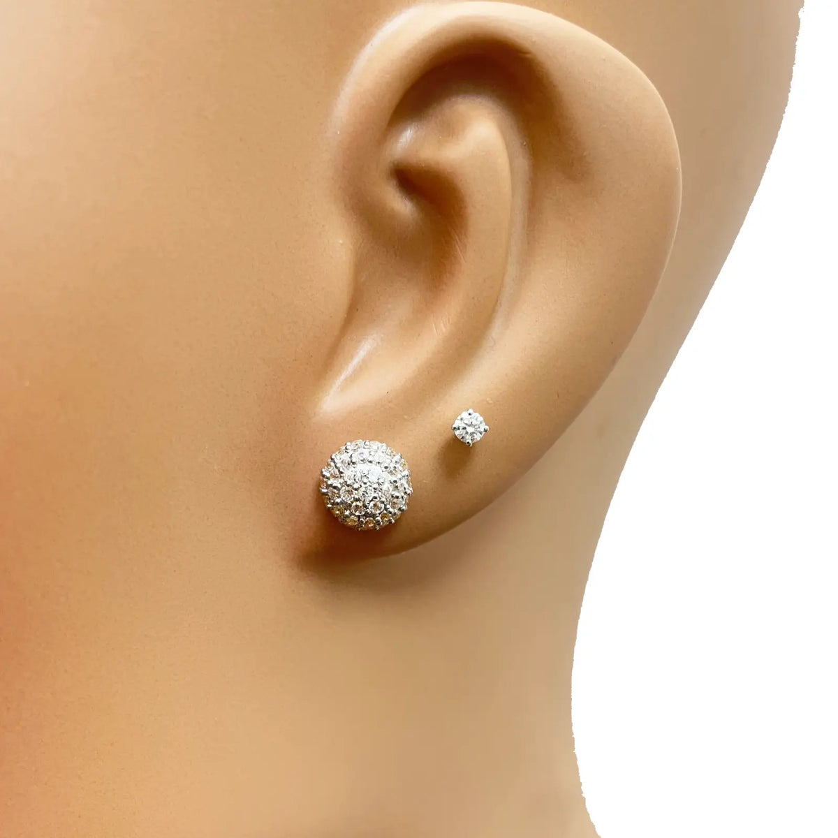 22ct Yellow Gold Fancy Cubic Zirconia Sparkly Dome Earrings 