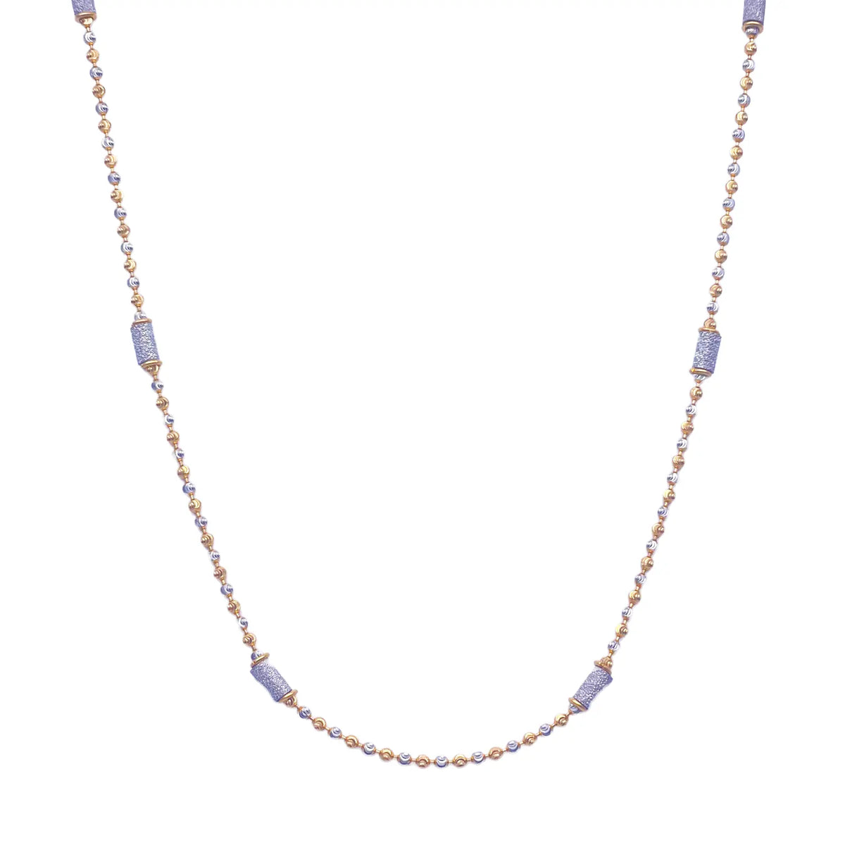 22ct Yellow Gold Fancy Diamond Cut & Sparkly  Beaded Chain Necklace 22Inches 