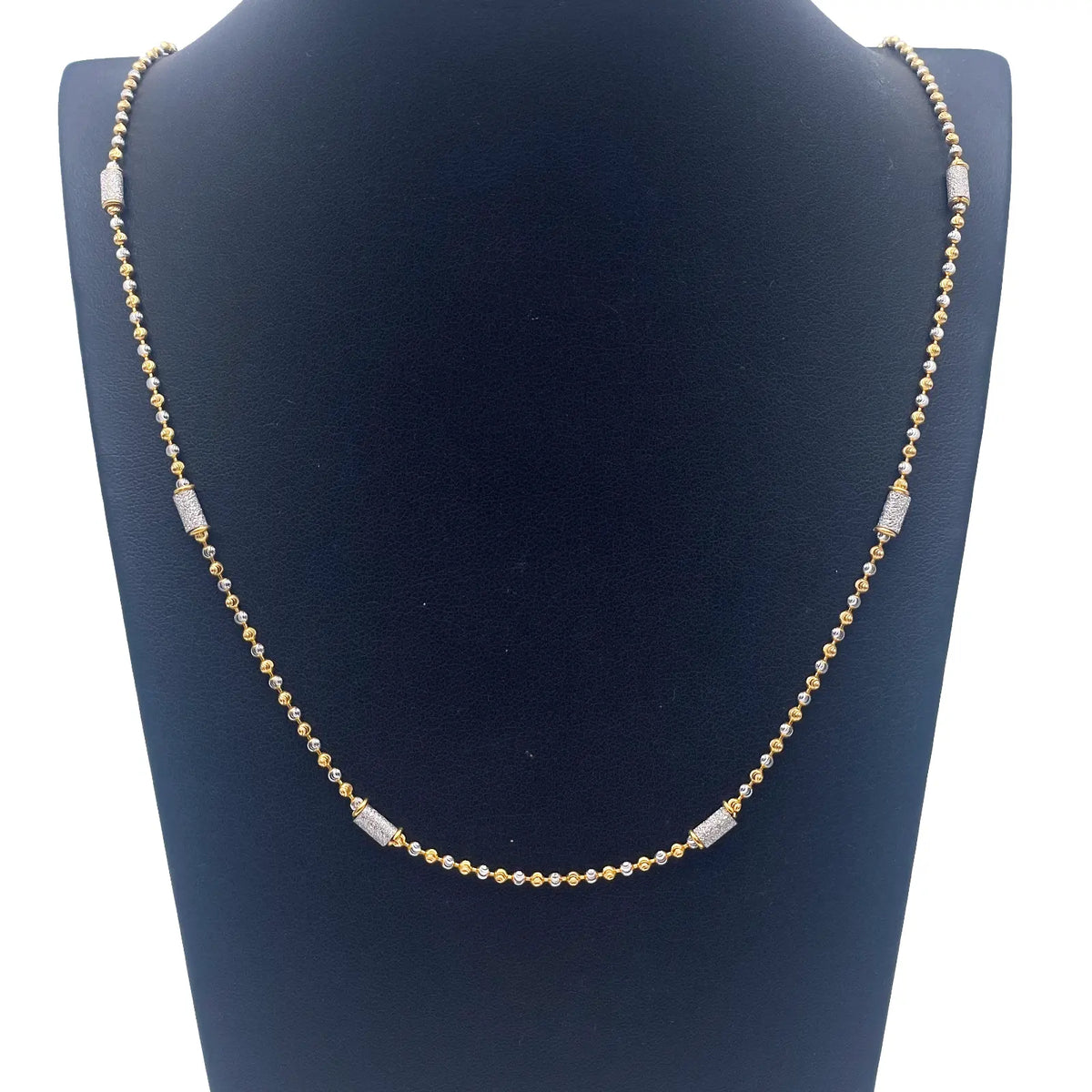 22ct Yellow Gold Fancy Diamond Cut & Sparkly  Beaded Chain Necklace 22Inches 