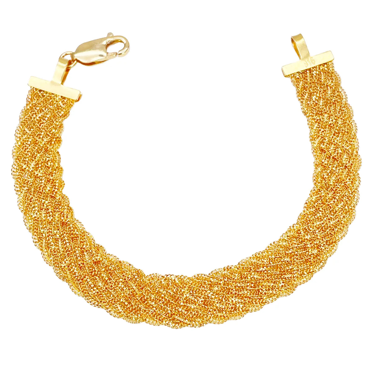 22ct Yellow Gold Fancy Filigree Style  Braided Bracelet 7 inches 10mm Width 