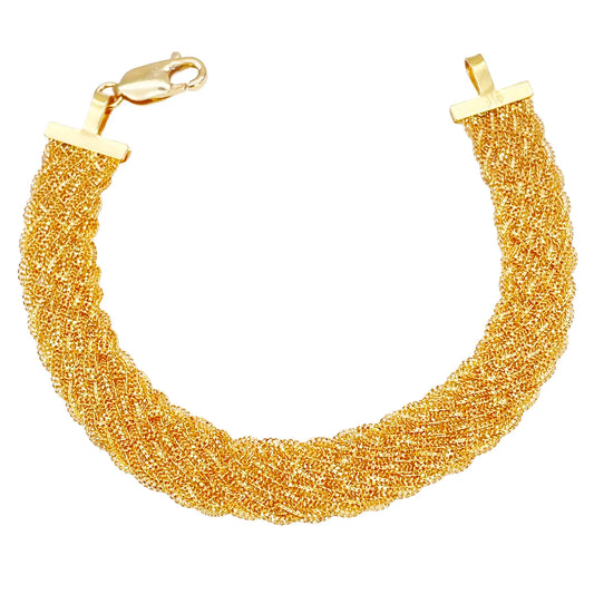 22ct Yellow Gold Fancy Filigree Style  Braided Bracelet 7 inches 10mm Width 