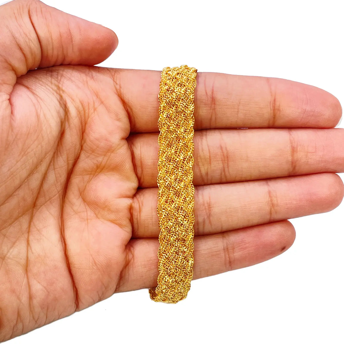 22ct Yellow Gold Fancy Filigree Style  Braided Bracelet 7 inches 10mm Width 