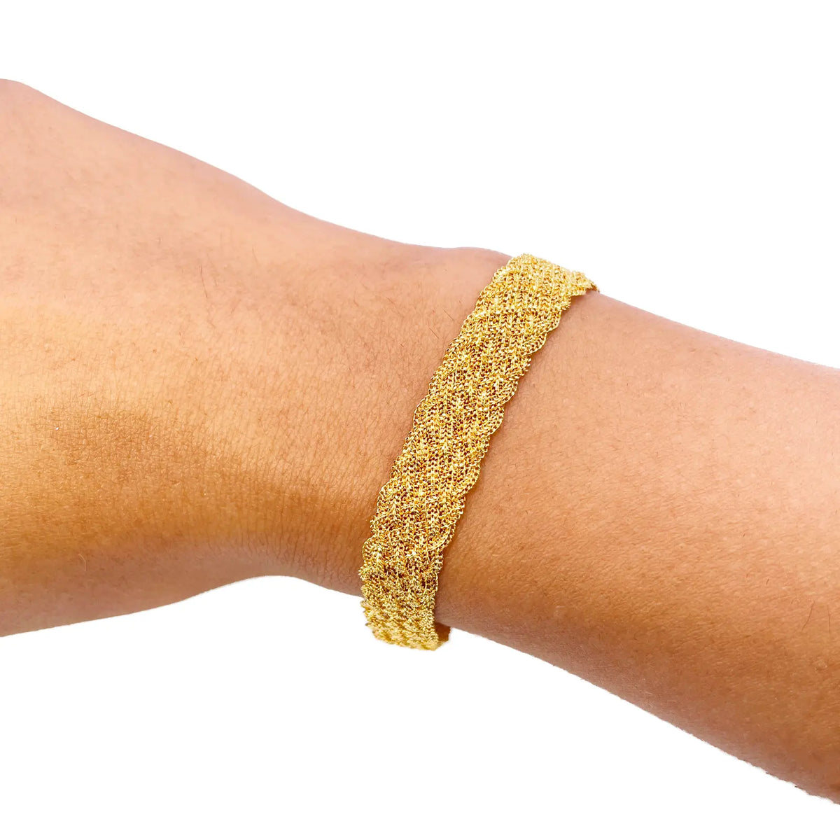 22ct Yellow Gold Fancy Filigree Style  Braided Bracelet 7 inches 10mm Width 