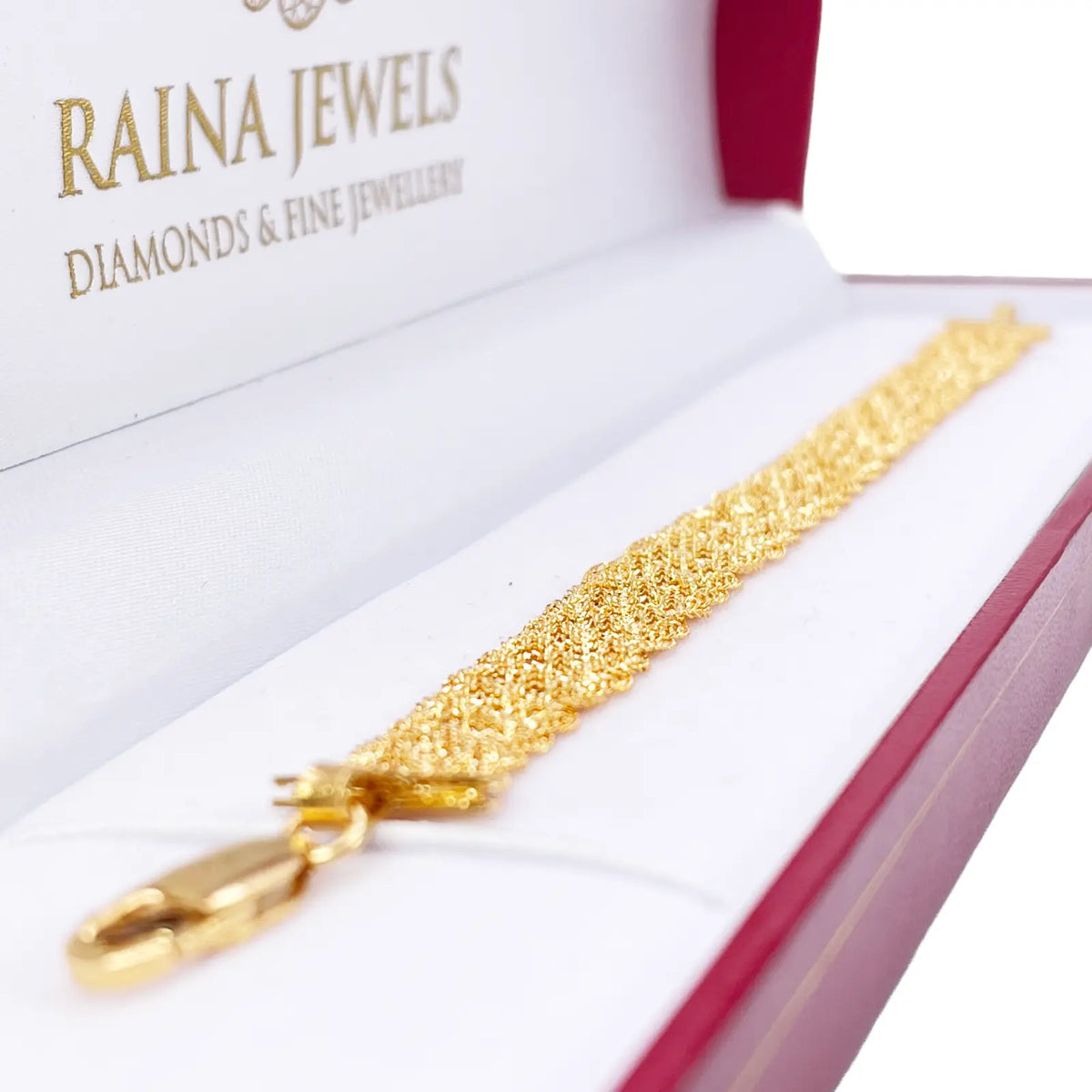 22ct Yellow Gold Fancy Filigree Style  Braided Bracelet 7 inches 10mm Width 