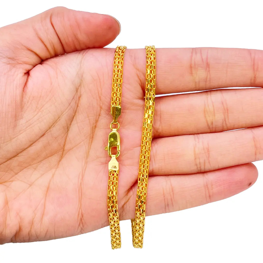 22ct Yellow Gold Fancy Link Flat Chain Necklace 18 inches 3.9mm Width  Chains