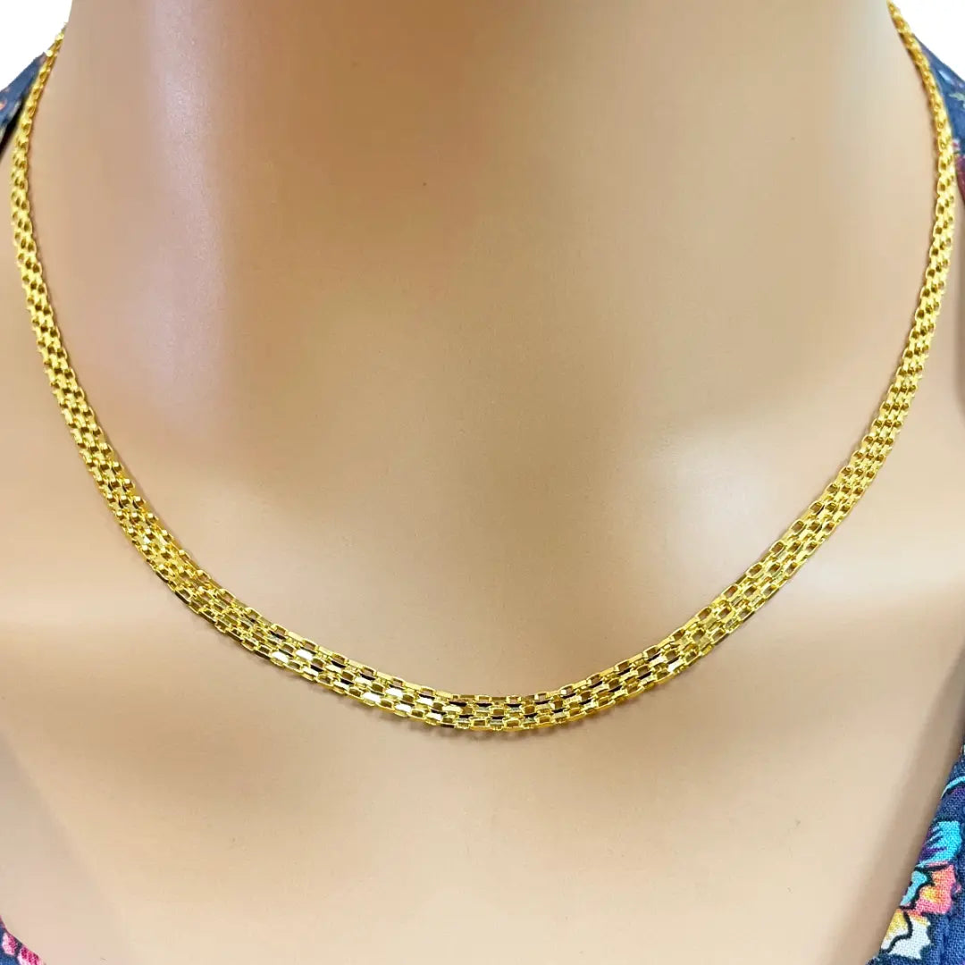 22ct Yellow Gold Fancy Link Flat Chain Necklace 18 inches 3.9mm Width  Chains