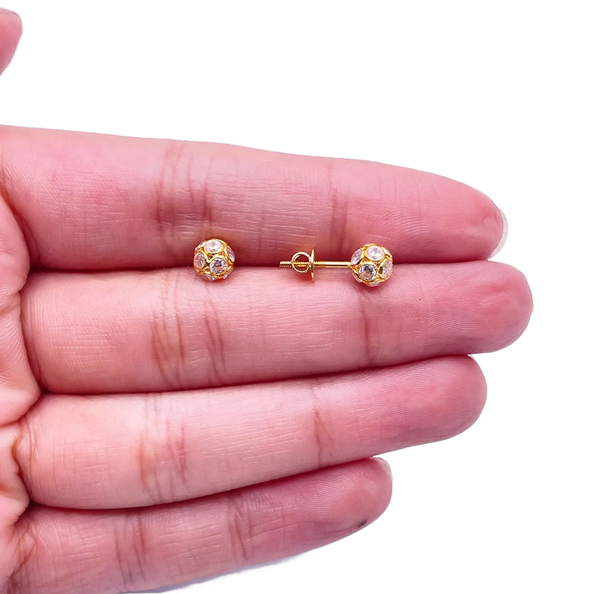 22ct Yellow Gold Fancy Sparkly Ball Earrings with Cubic Zirconia  Gold earring