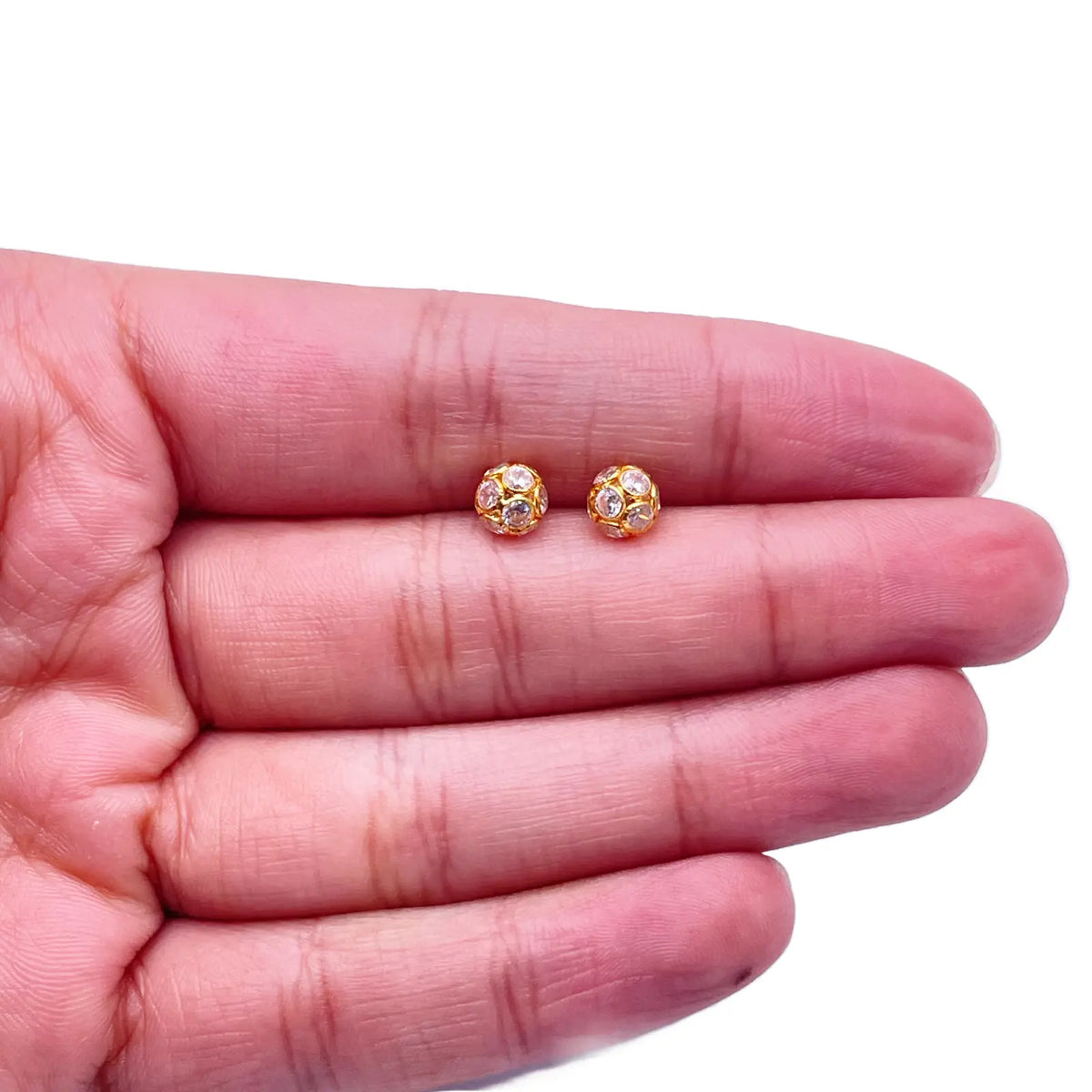 22ct Yellow Gold Fancy Sparkly Ball Earrings with Cubic Zirconia  Gold earring
