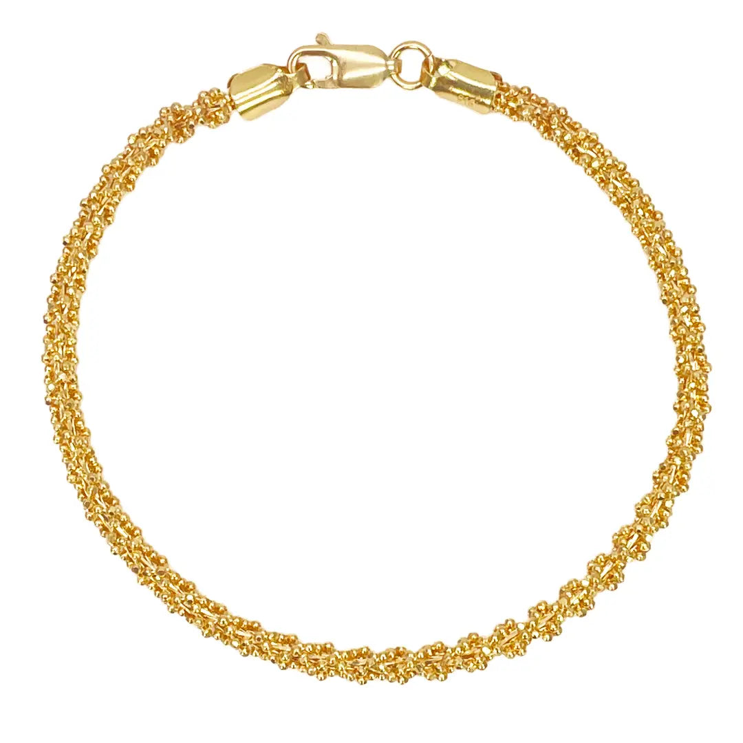 22ct Yellow Gold Fancy Twisted Beaded Diamond Cut Bracelet 7 inches  Diamond Bracelets